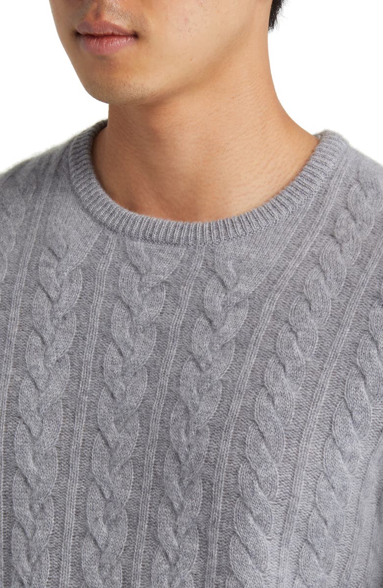 Nordstrom Cable Knit Cashmere Crewneck Sweater, Alternate, color, 