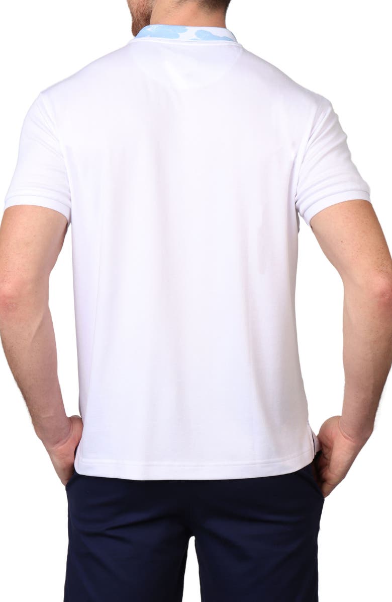 TailorByrd Jacquard Tropical Floral Collar Micro Piqué Polo, Alternate, color, Dove White