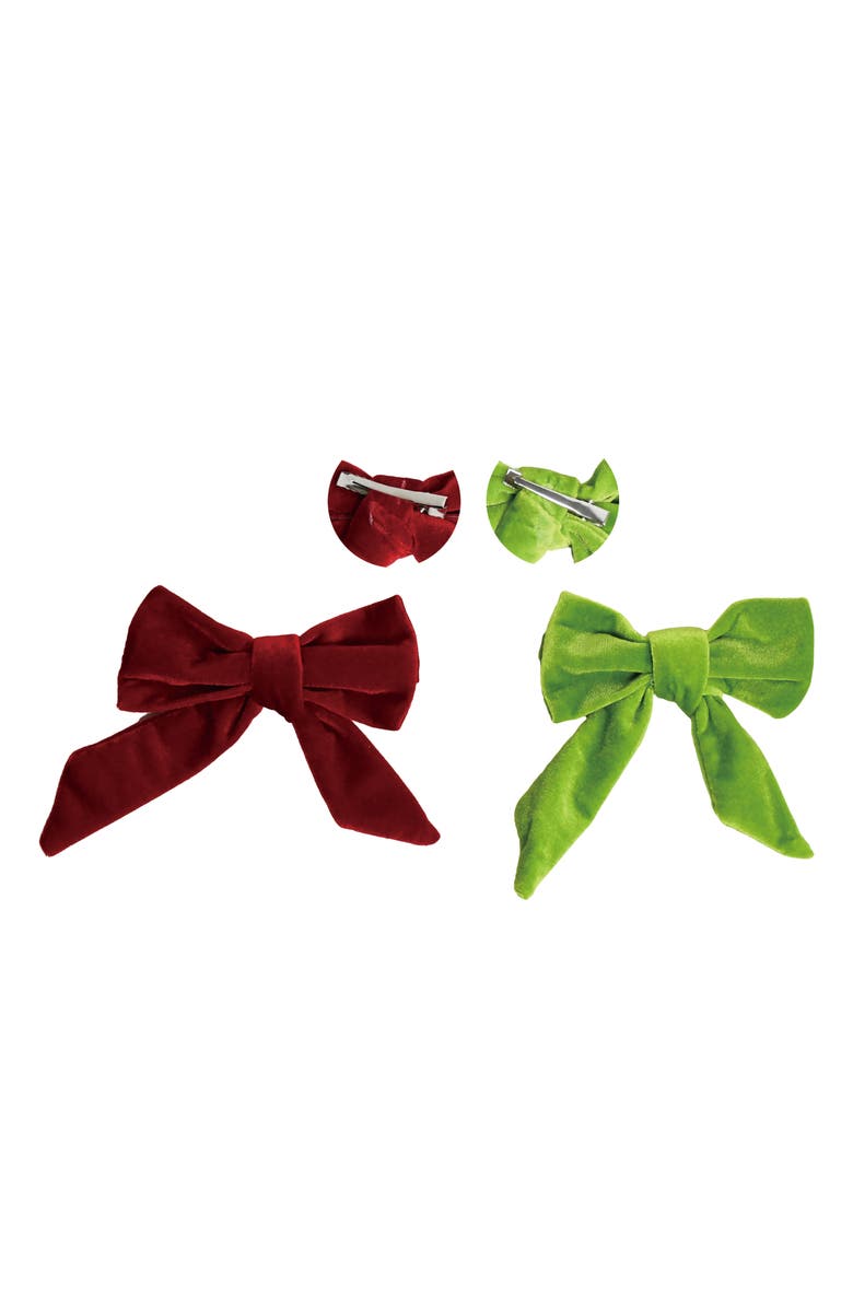 Transpac PRed and Green Bows Decorative Christmas Sculptures, Main, color, Multicolored