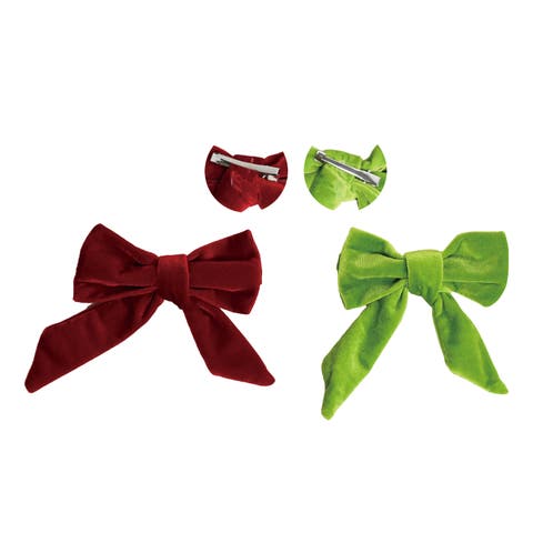 PRed and Green Bows Decorative Christmas Sculptures