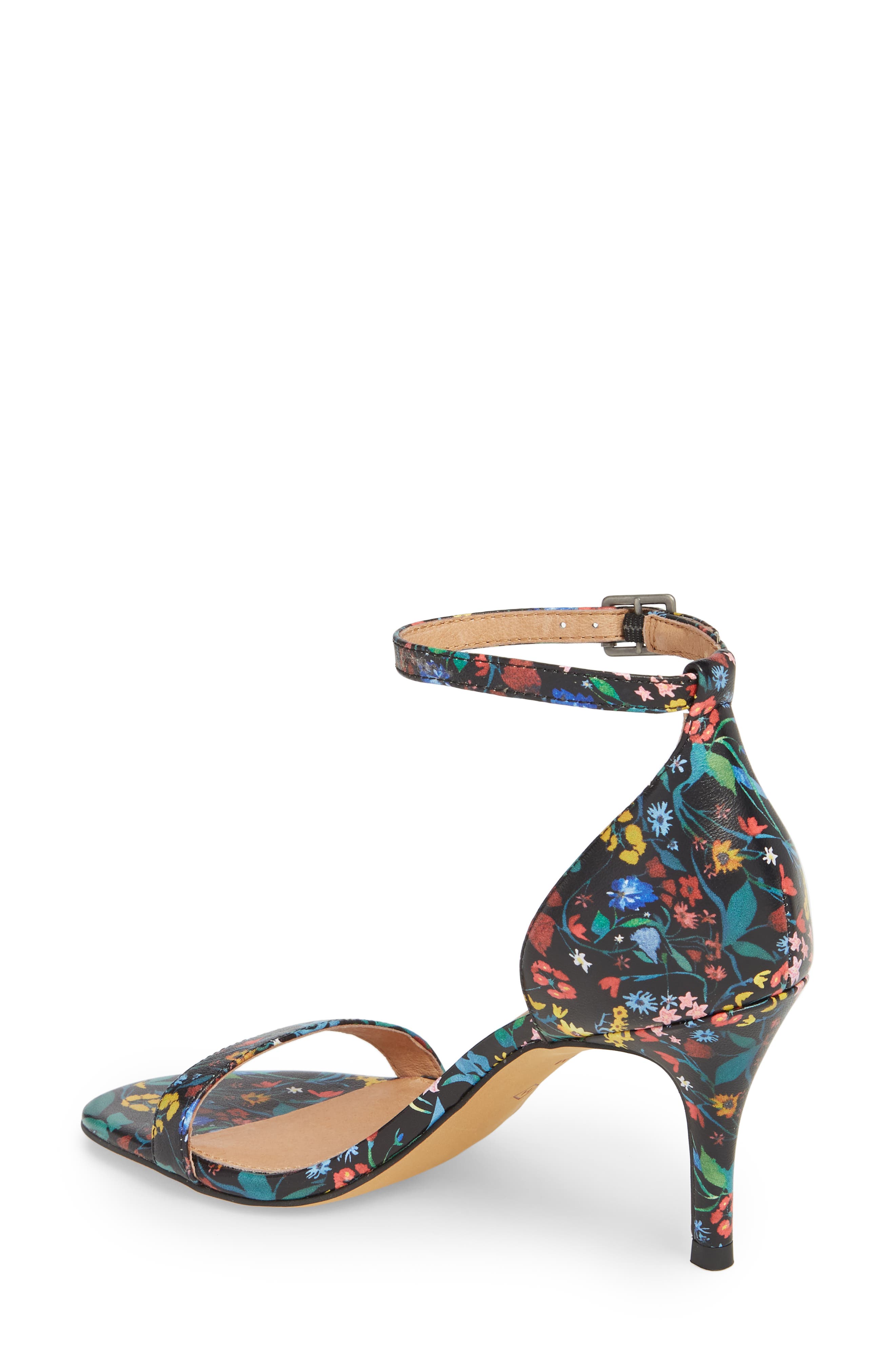 Audrey Ankle Strap Sandal, Alternate, color, BLACK FLORAL LEATHER