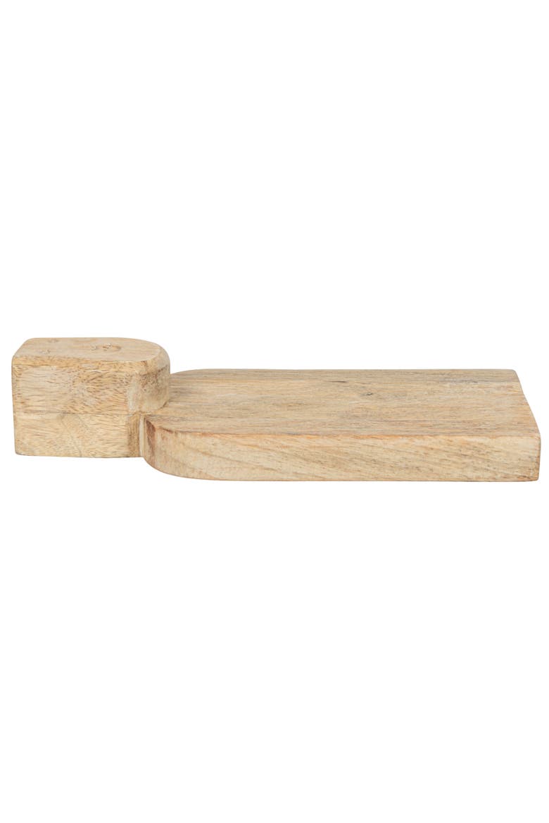 Medium Hand-Carved Mango Wood Cheese Slicer and Cutting Board with Face Handle Design and Combed Finish, Natural, Alternate, color, Natural