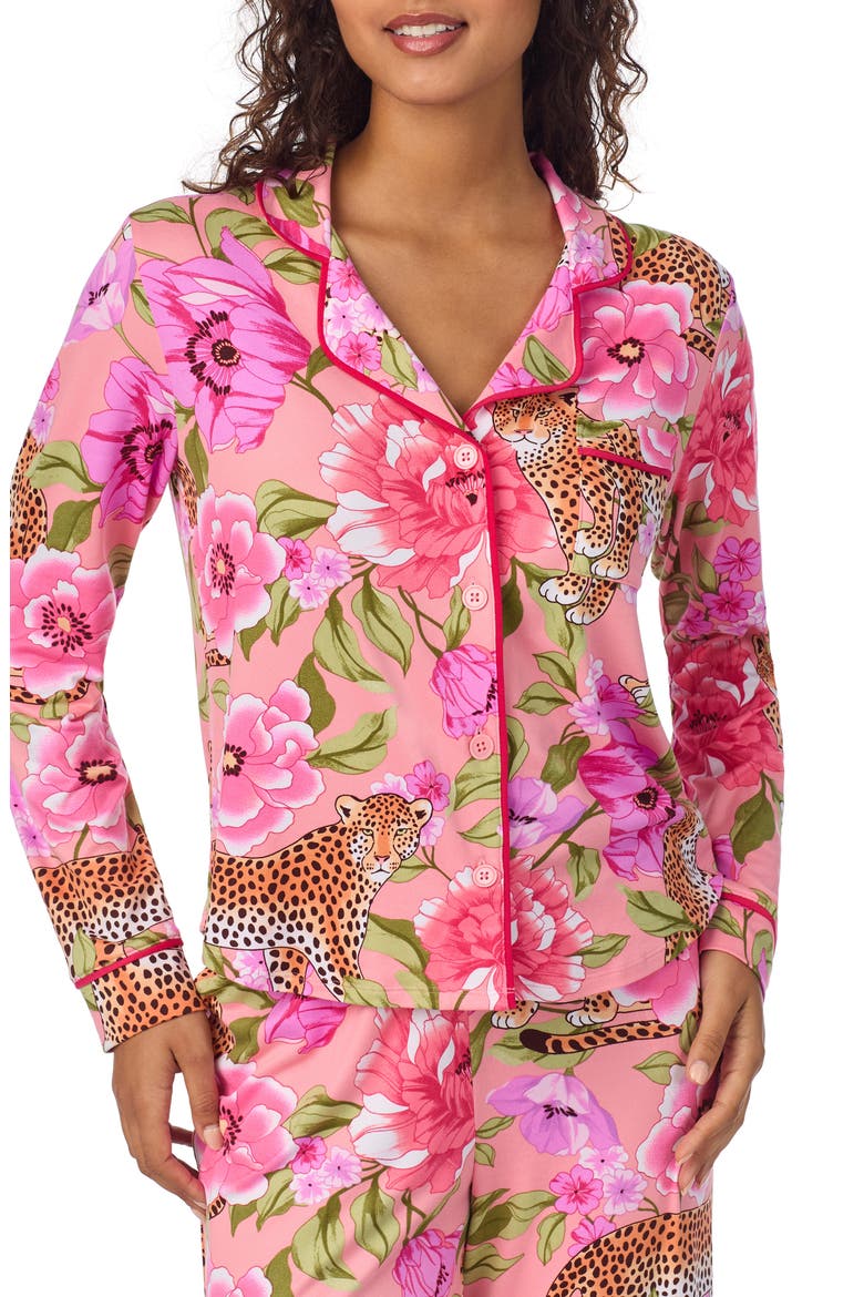 Print Long Sleeve Long Pajamas, Alternate, color, PINK FLORAL MULTI
