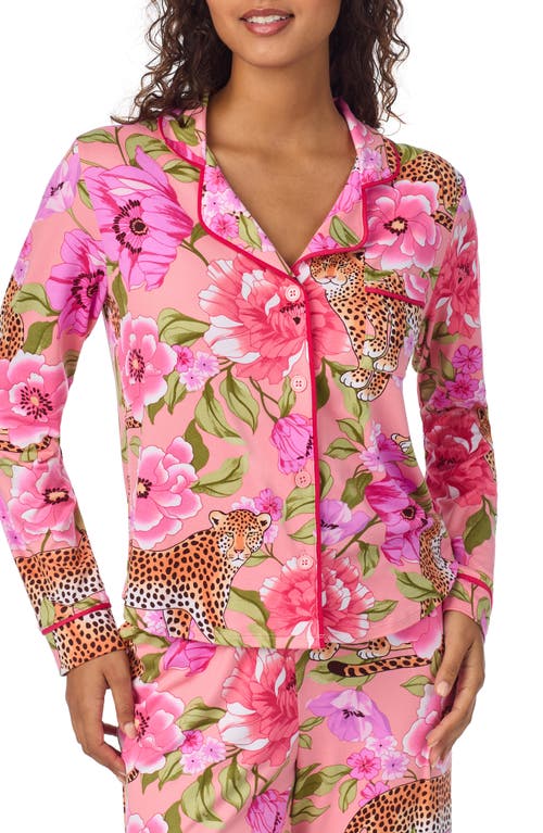 Room Service Pjs Print Long Sleeve Long Pajamas In Pink