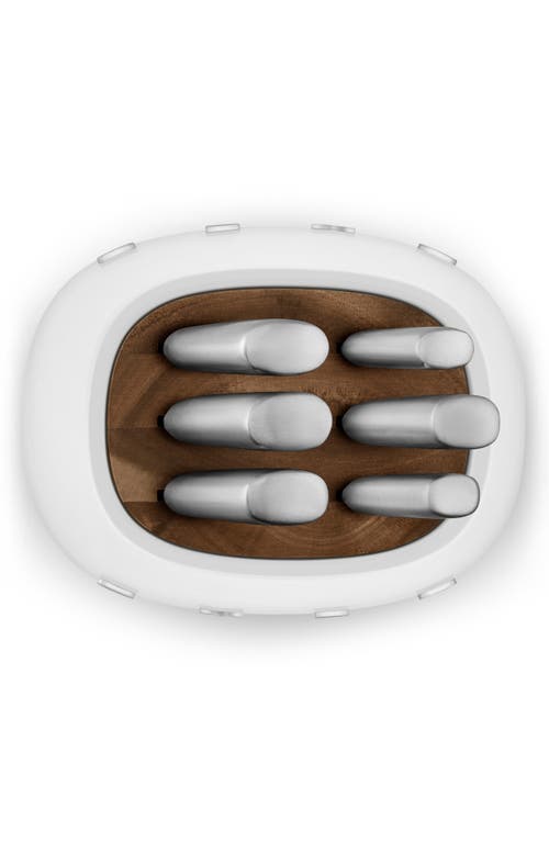 Smeg Stainless Steel 6-piece Knife Block Set In White