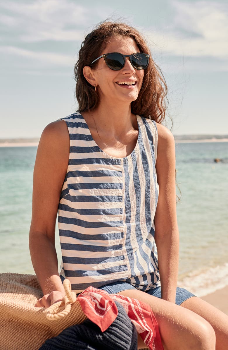 Seasalt Cornwall Sea Kissed Stripe Sleeveless Organic Cotton Swing Top, Alternate, color, Scallion Stripe Yacht