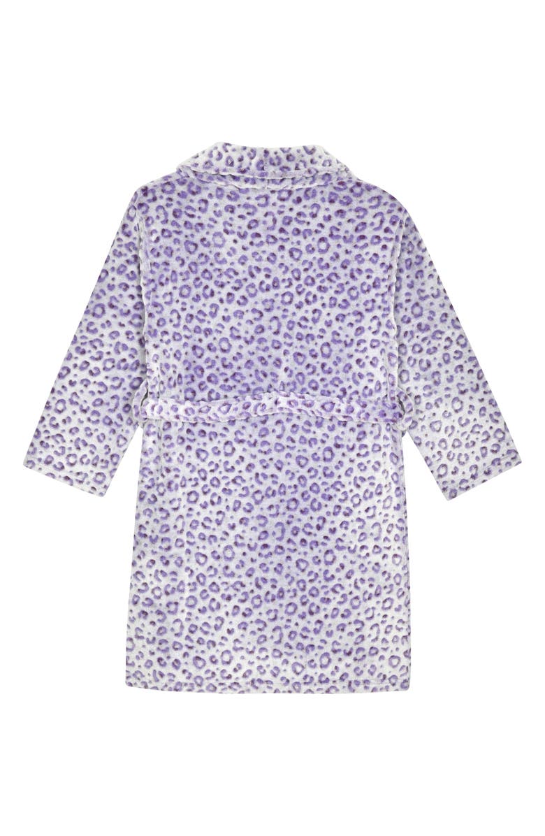 SLEEP ON IT Kids' Leopard Spot Fleece Robe & Slippers Set, Alternate, color, Purple