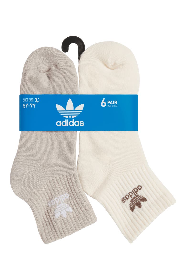 Kids' Trefoil Assorted 6-Pack Quarter Socks, Alternate, color, MEDIUM BEIGE