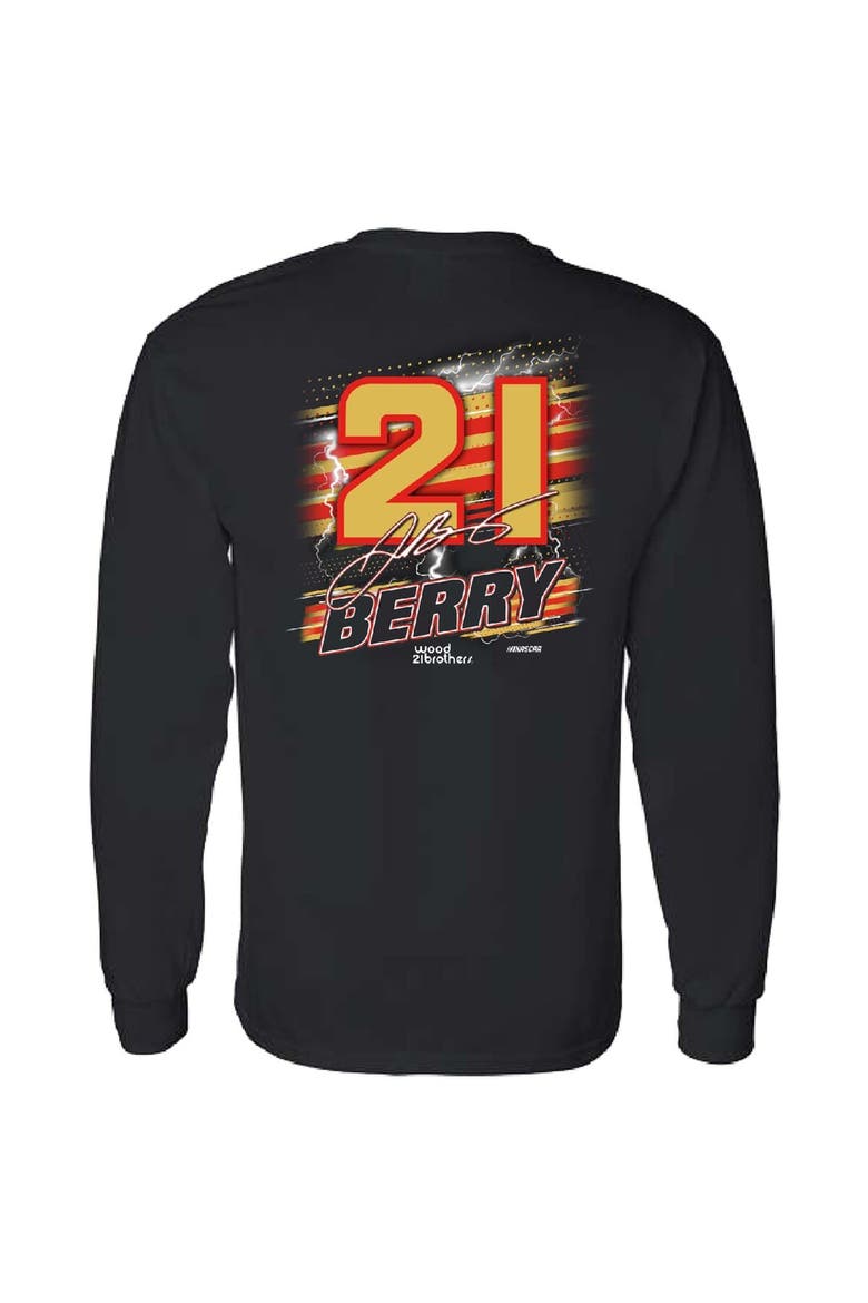 Men's Checkered Flag Sports Black Josh Berry Name & Number Long Sleeve T-Shirt, Alternate, color, Black