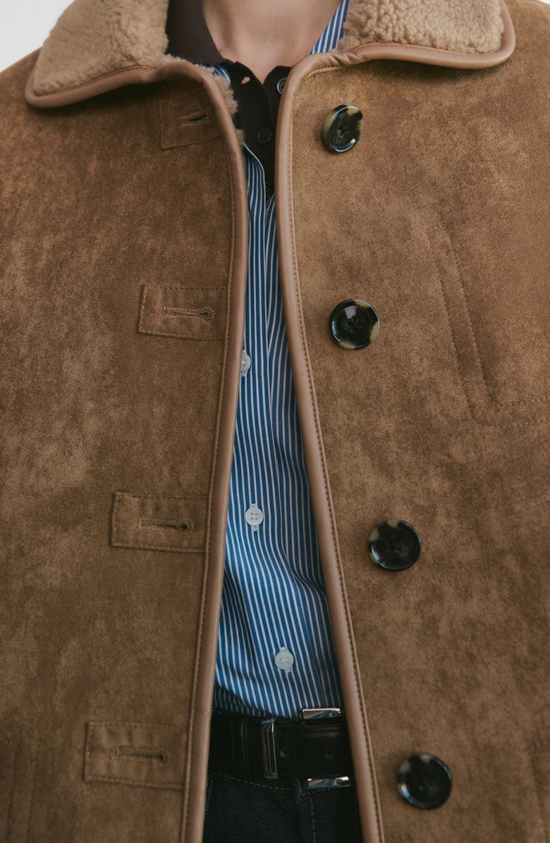 MANGO Faux Shearling Coat, Alternate, color, Medium Brown