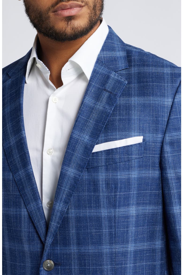 Hutson Slim Fit Plaid Wool & Silk Blend Sport Coat, Alternate, color, NAVY
