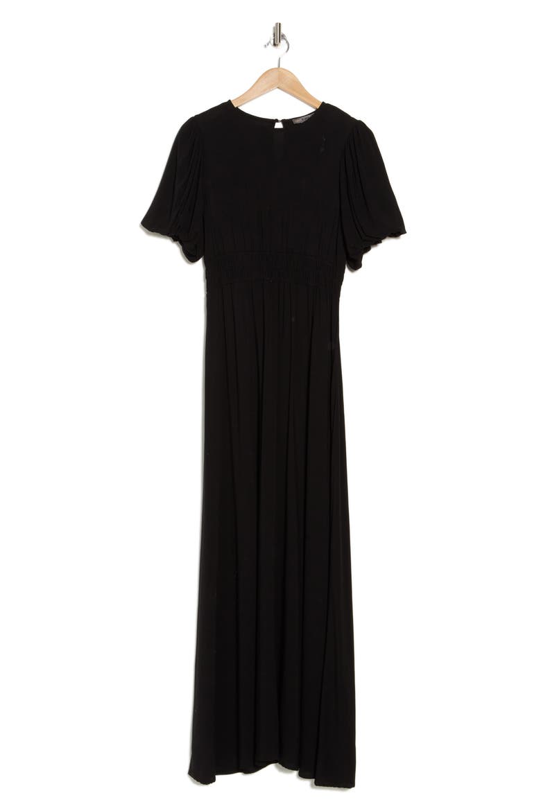 Ophelia Puff Sleeve Maxi Dress, Alternate, color, BLACK
