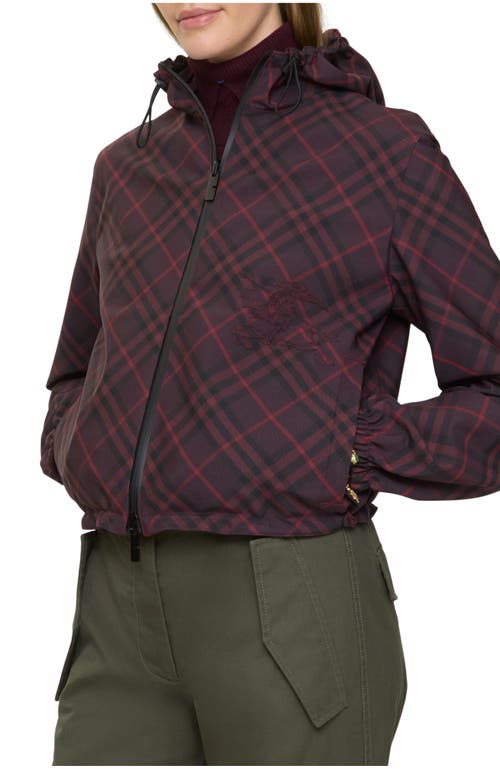 Burberry Cropped Reversible Check Hooded Jacket In Blue