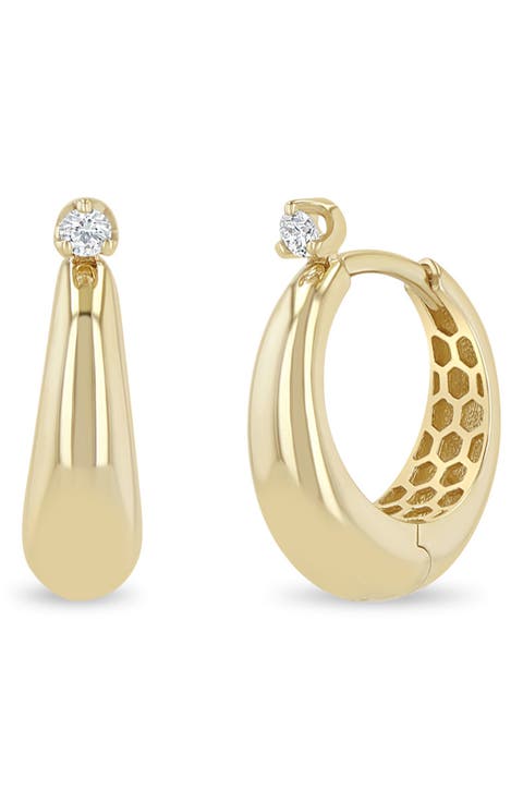 Tapered Diamond Hoop Earrings