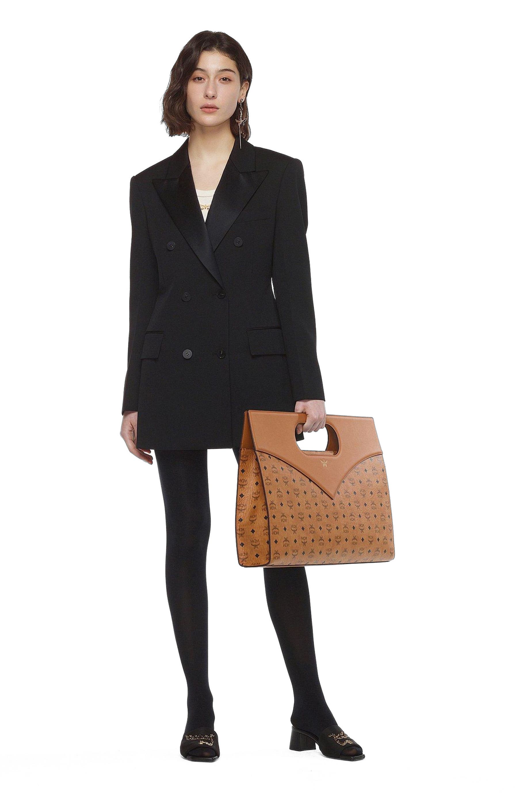 MCM Diamond Bag in Visetos Leather Mix, Alternate, color, Cognac