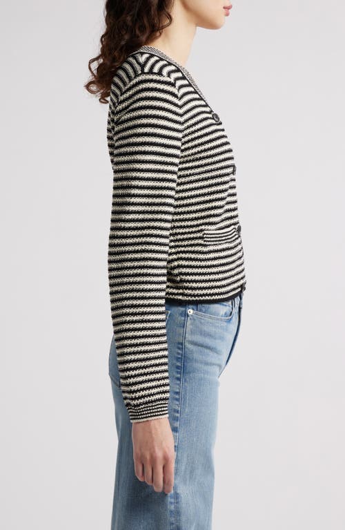Frame Womens Black Multi The Court Striped Cotton-blend Cardigan In Multi