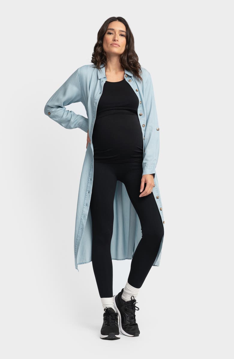Seraphine Long Sleeve Chambray Maternity/Nursing Shirtdress, Alternate, color, 