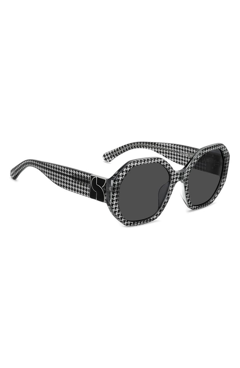 Kate Spade New York flynnie 54mm geometric sunglasses, Alternate, color, Black Pattern Grey/ Grey