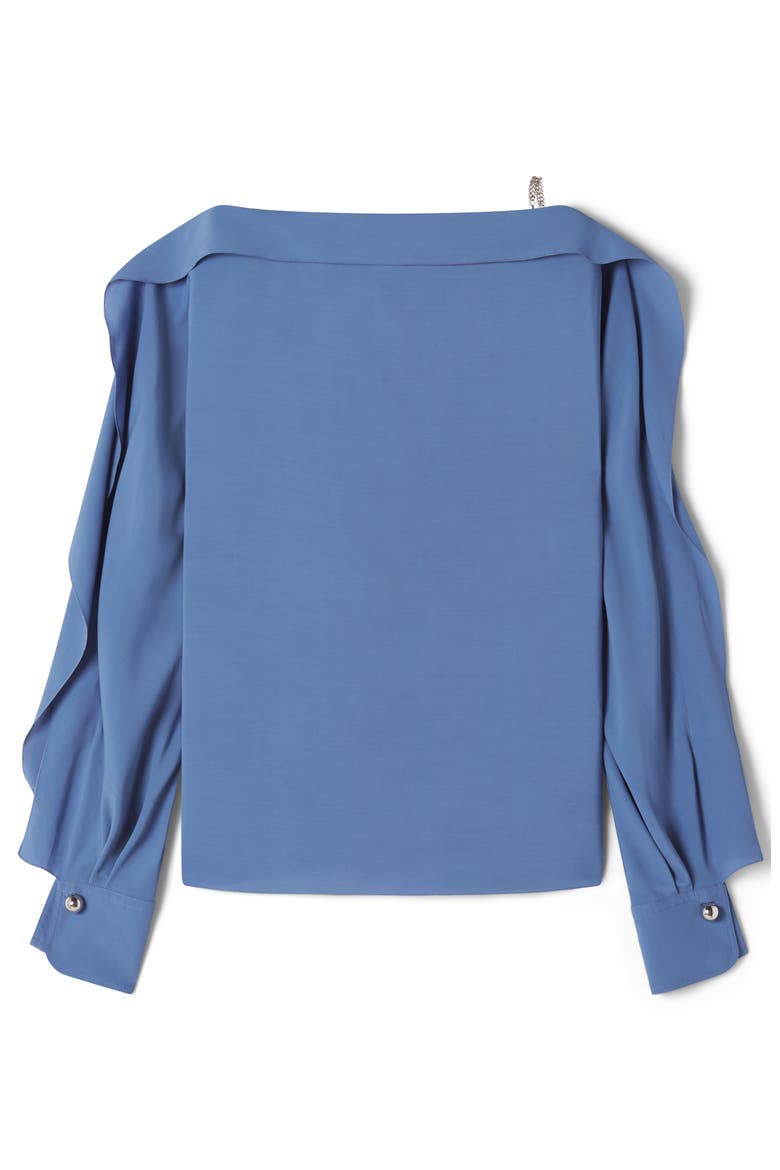 Long-Sleeved Top In Crepe De Chine, Alternate, color, Jeanne Blue
