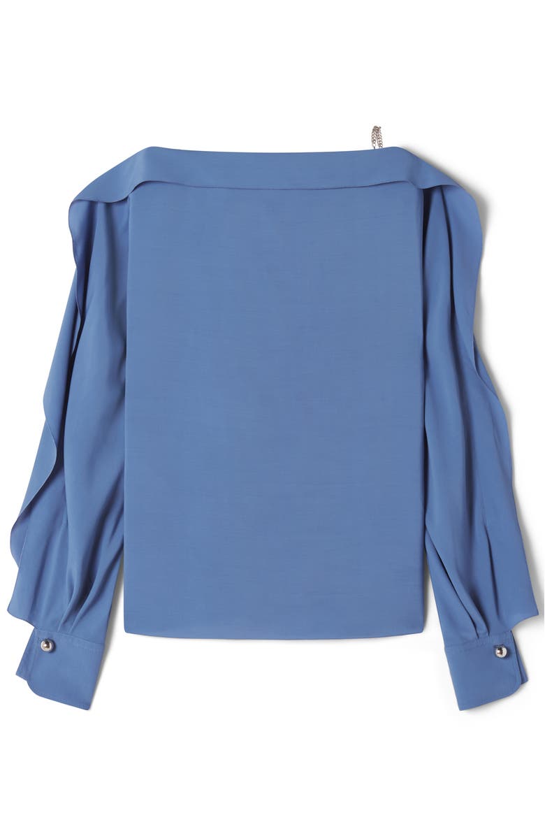 Lanvin Long-Sleeved Top In Crepe De Chine, Alternate, color, Jeanne Blue