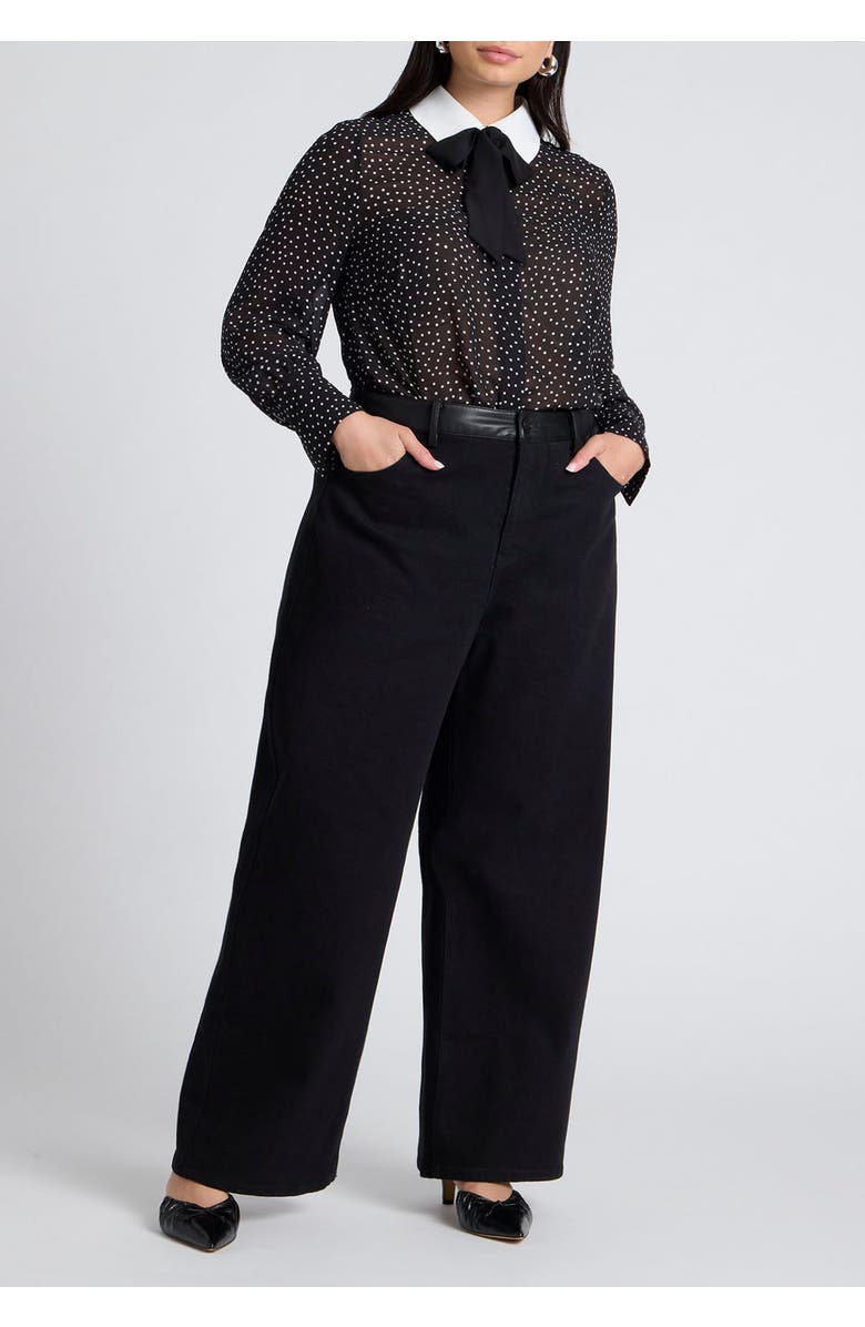 ELOQUII Polka Dot Collared Blouse, Alternate, color, 