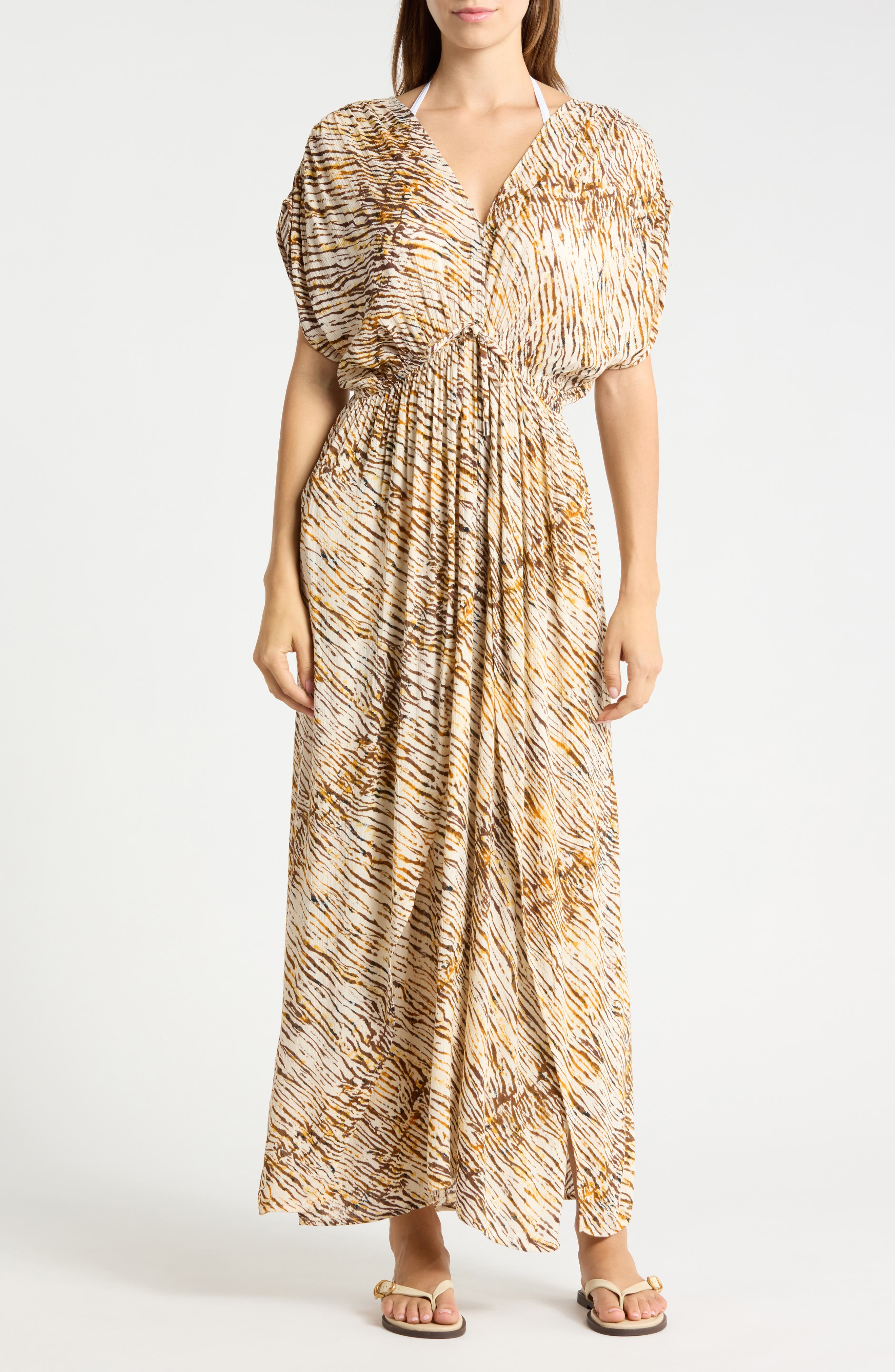 Deep V-Neck Maxi Cover-Up Dress