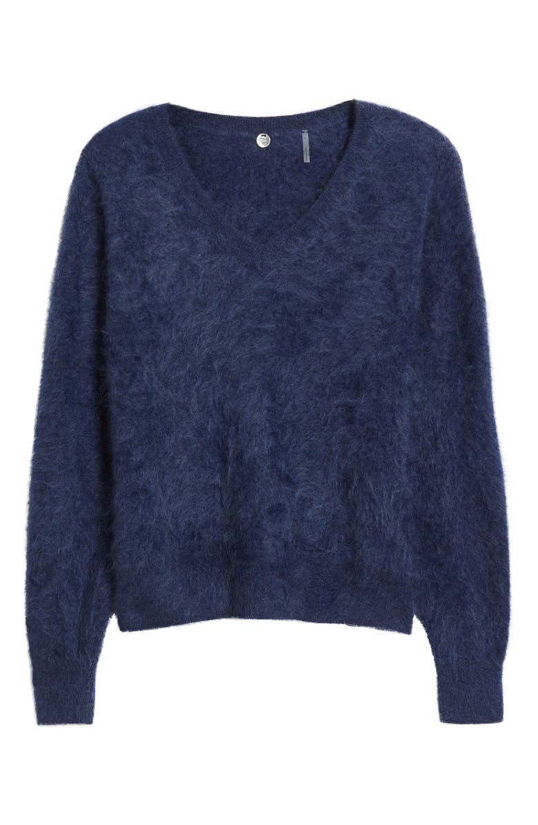 MARGARET O'LEARY Brushed Cashmere V-Neck Sweater, Alternate, color, Indigo