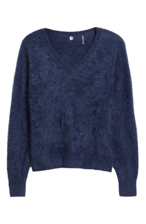 Margaret O'leary Brushed Cashmere V-neck Sweater In Blue