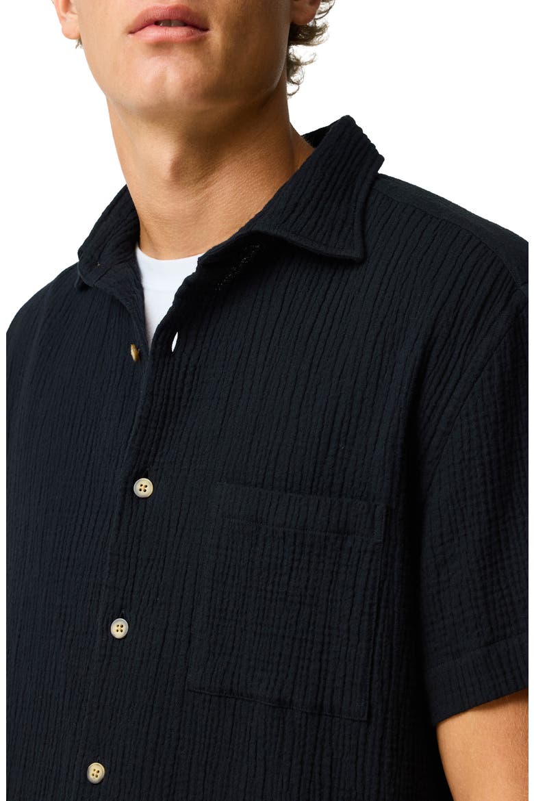 Adams Flat Weekend Fit Short Sleeve Stretch Seersucker Button-Up Shirt, Alternate, color, ONYX