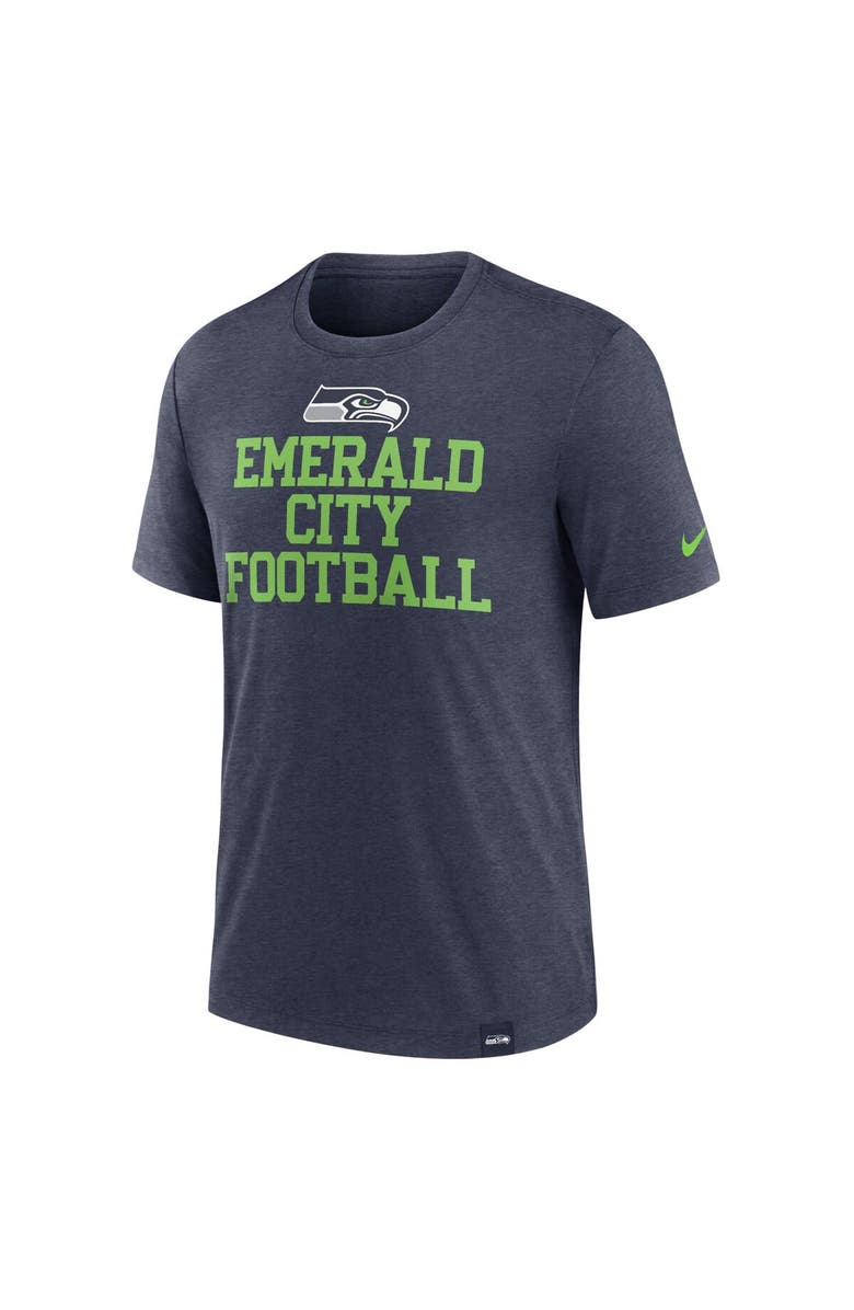 Nike Men's Nike Heather College Navy Seattle Seahawks Blitz Tri-Blend T-Shirt, Alternate, color, Heather Navy
