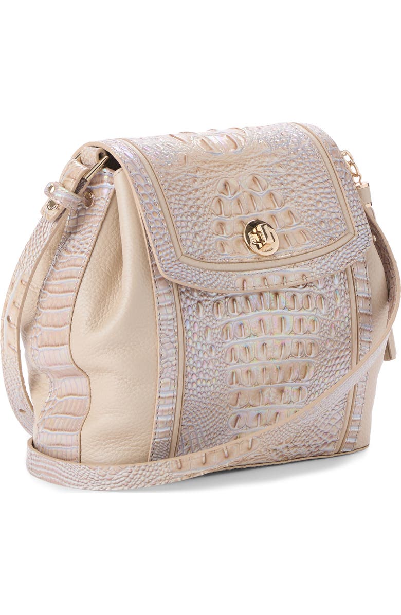 Brahmin Margo Croc Embossed Leather Crossbody Bag, Alternate, color, Pearl Admire