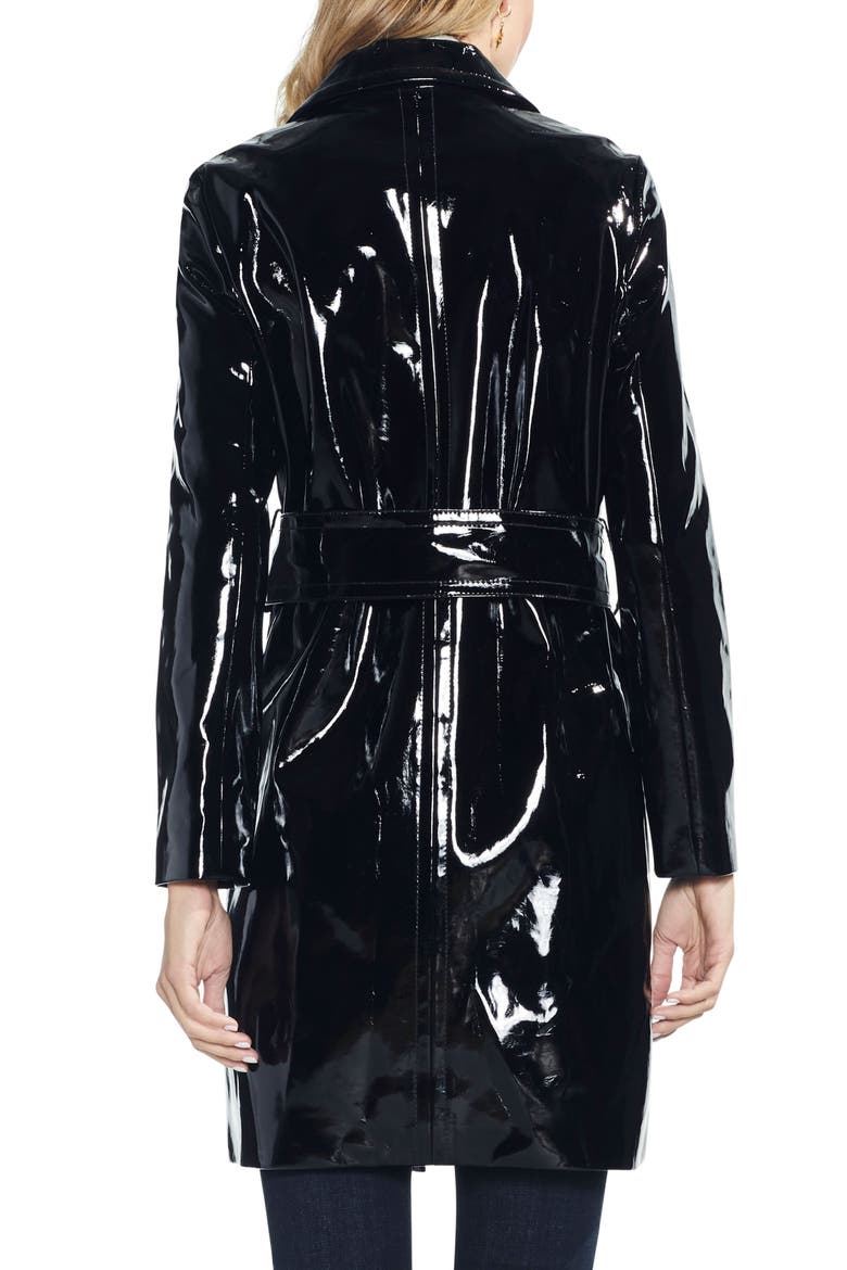 Faux Patent Leather Belted Jacket, Alternate, color, RICH BLACK