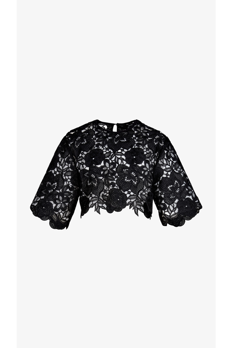 Lace Tee, Alternate, color, Black