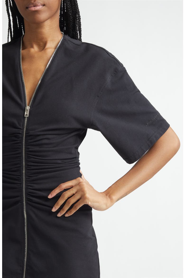 Ruched Zip Knit Minidress, Alternate, color, BLACK