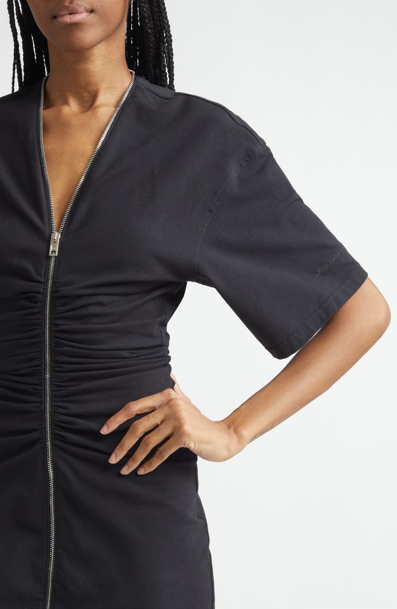 Alexander Wang Ruched Zip Knit Minidress, Alternate, color, Black