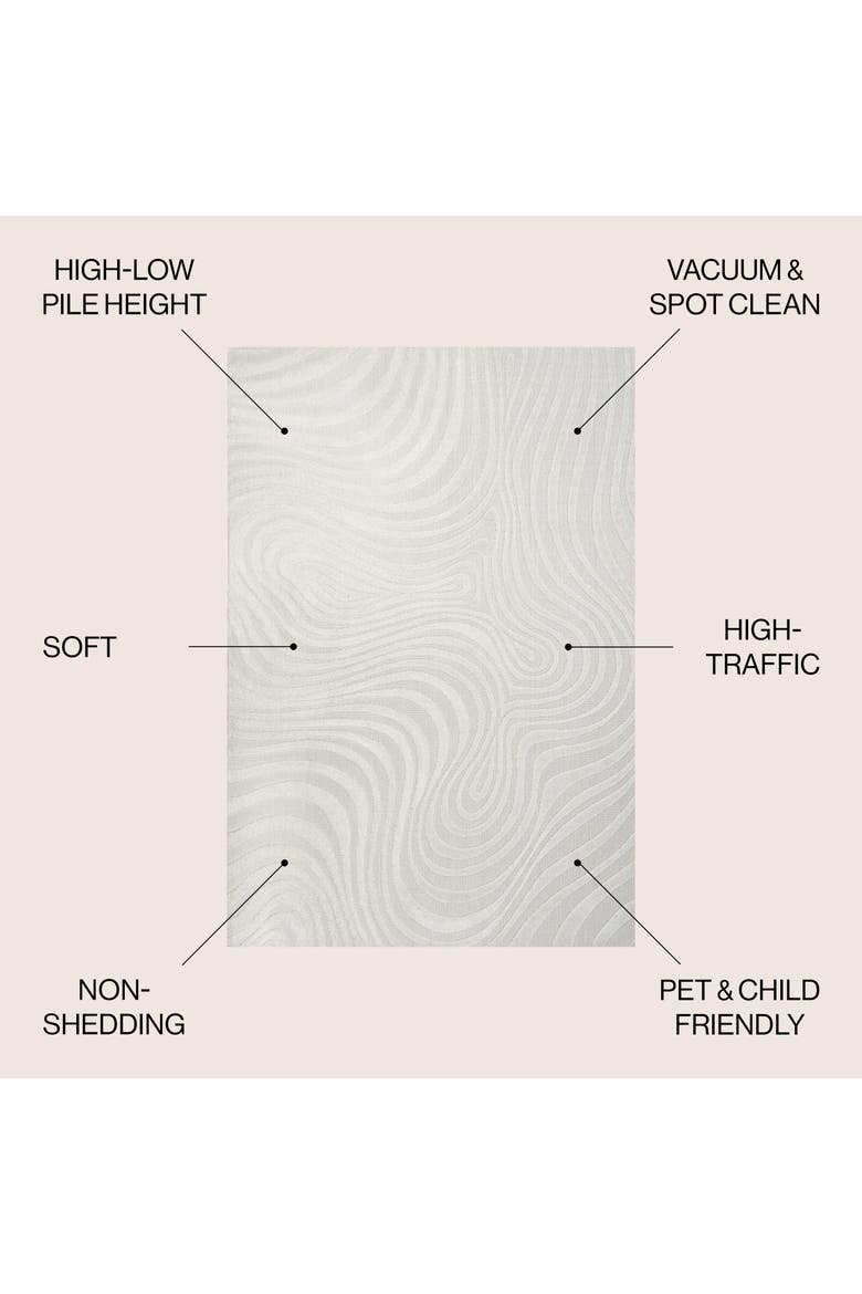 Maribo High-Low Abstract Groovy Striped Indoor/Outdoor Area Rug, Alternate, color, Cream/Ivory