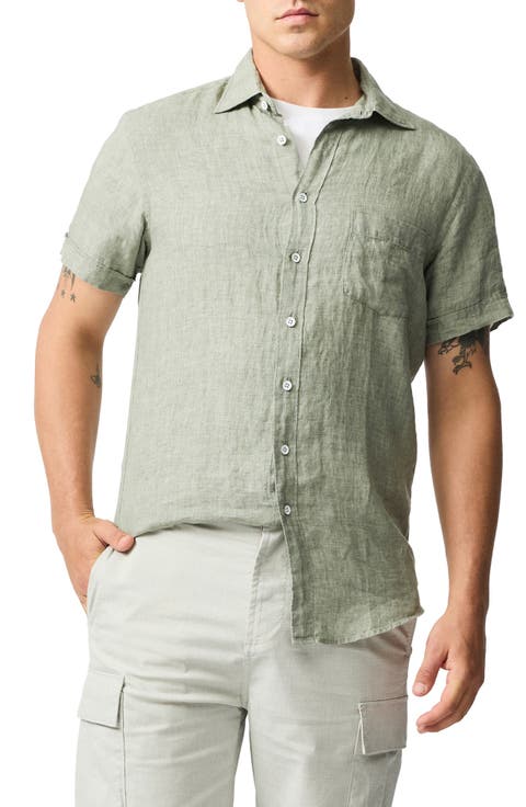 Palm Beach Sports Fit Short Sleeve Linen Button-Up Shirt