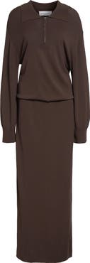 Brandon Maxwell The Sabine Long Sleeve Polo Sweater Dress