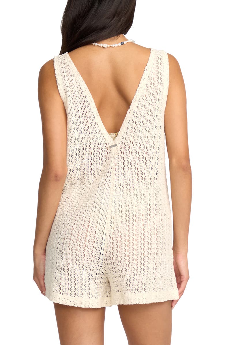 Billabong Steller Time Open Stitch Cotton Cover-Up Romper, Alternate, color, Whitecap