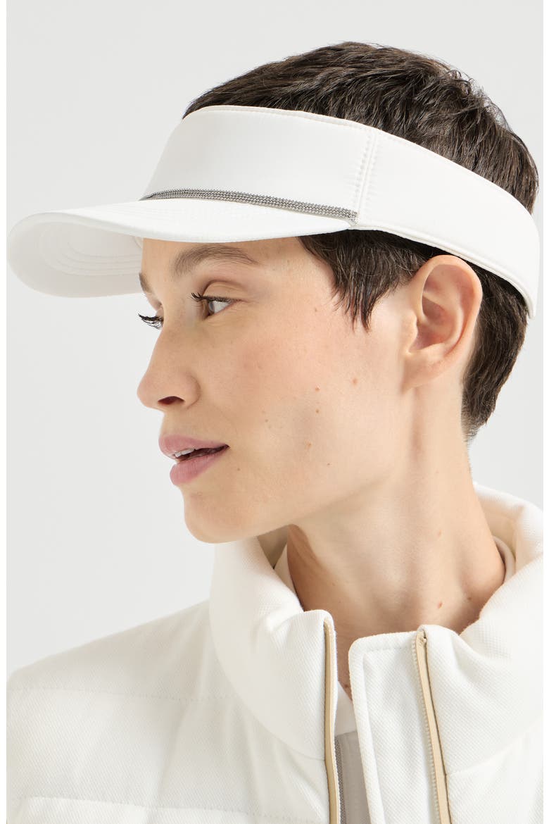 Nylon visor with shiny band, Alternate, color, White