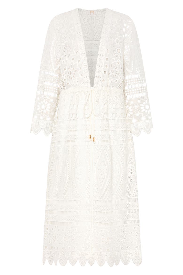 Tiered Eyelet Embroidered Cover-Up Dress, Alternate, color, WHITE