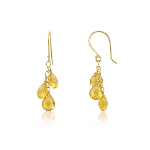 Citrine Bead Dangle Earrings
