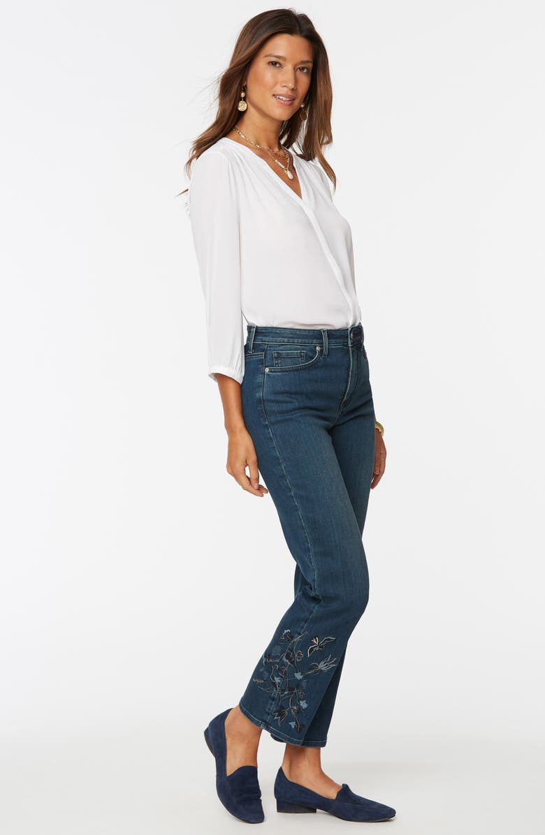 NYDJ Embroidered Relaxed Ankle Straight Leg Jeans, Alternate, color,