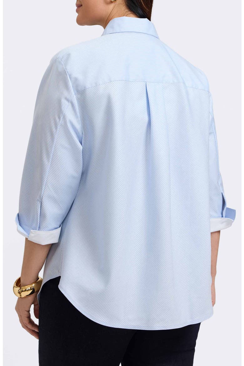 Margie Three-Quarter Sleeve Cotton Button-Up Shirt, Alternate, color, SOFT BLUE