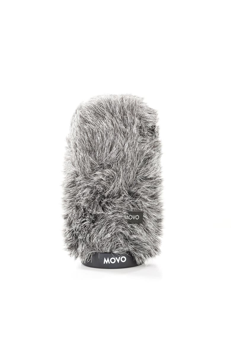 MOVO WS-G140 Furry Rigid Windscreen for Microphones 18-23mm in Diameter and up to 6.3" (16cm) Long - Dark Gray, Alternate, color, Black