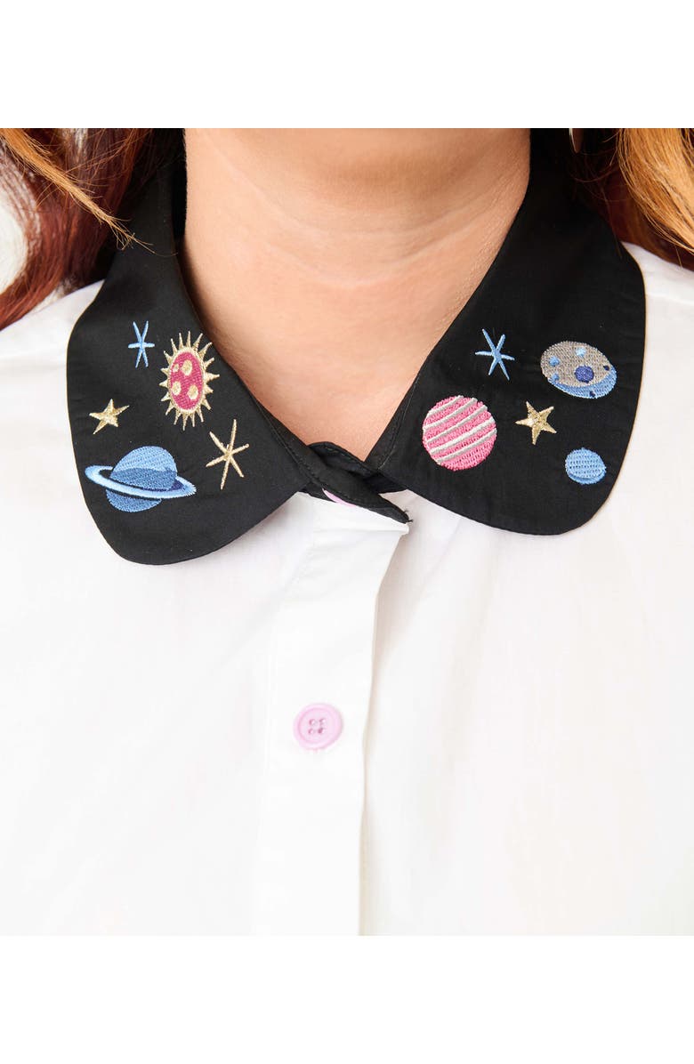 Unique Vintage Plus Size 1940s Collared Blouse, Alternate, color, White W/ Black Collar