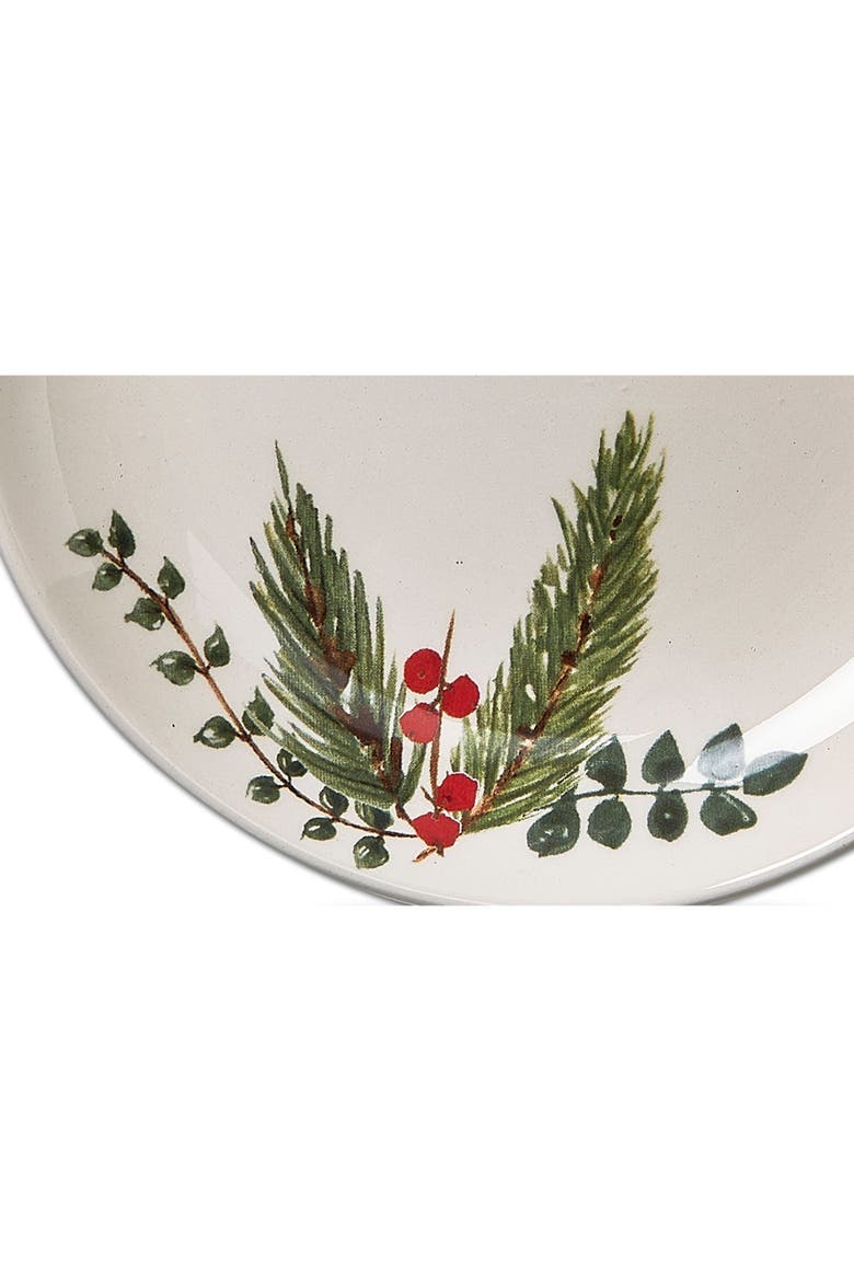 Winter Sprig Ceramic Appetizer Plates Multicolor Set, Alternate, color, Multicolored