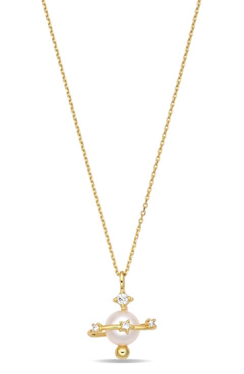 Stella Imitation Pearl & Cubic Zirconia Pendant Necklace