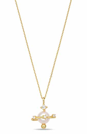Stella Imitation Pearl & Cubic Zirconia Pendant Necklace