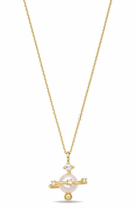 Stella Imitation Pearl & Cubic Zirconia Pendant Necklace